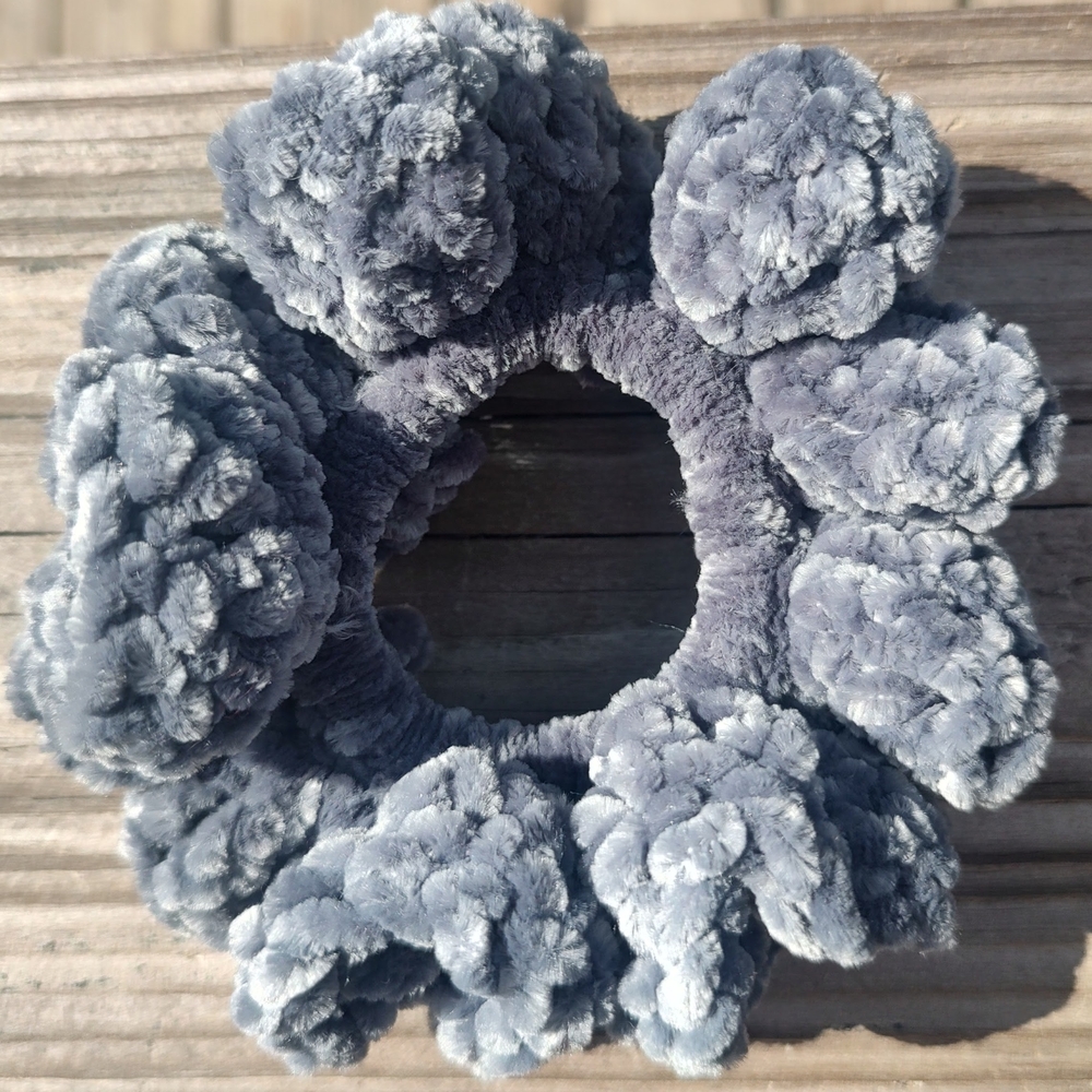 Fluffy Gray Hair Scrunchie